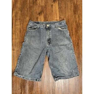 Y2K Brooklyn XPress Baggy Jean Shorts Distressed Dark Wash 5 Pocket 38